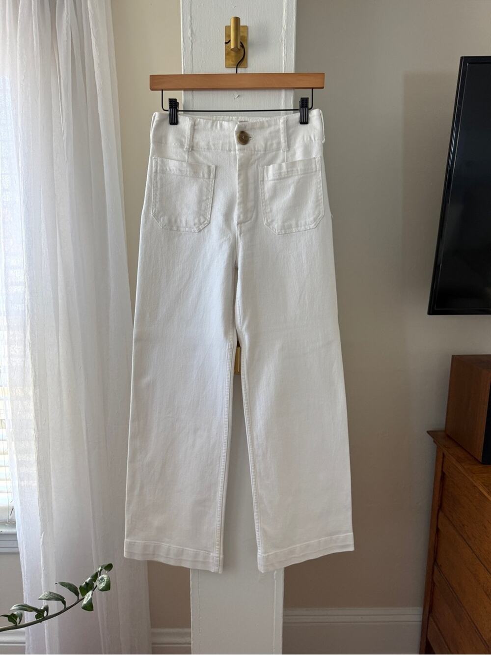 Maeve The Colette Full Length Wide Leg Pants White Size 26